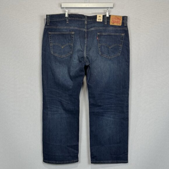 Levis Jeans Mens 42x30 Blue 569 Loose Straight HIgh Rise Stretch Dark Wash Denim - Picture 1 of 10